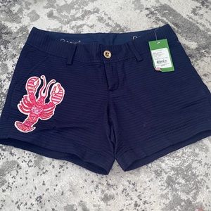 Lilly Pulitzer Navy Blue Callahan Short with Embroidered Lobster patch